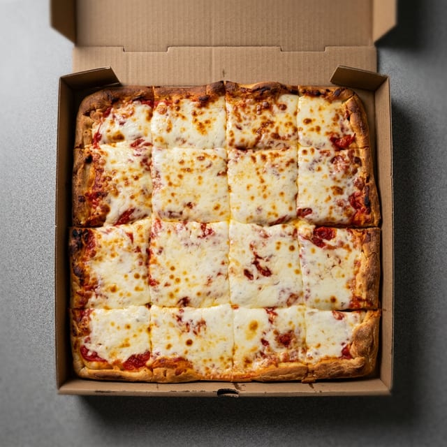 Sicilian Plain Cheese Pizza.